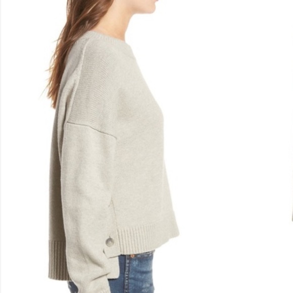 Madewell Side-button Cotton Cropped Sweater in Grey - Picture 3 of 4